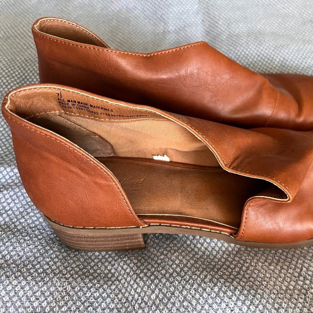 Universal Thread Boots Womens 7.5 Wenda Cut Out Bootie Brown Faux Leather Casual